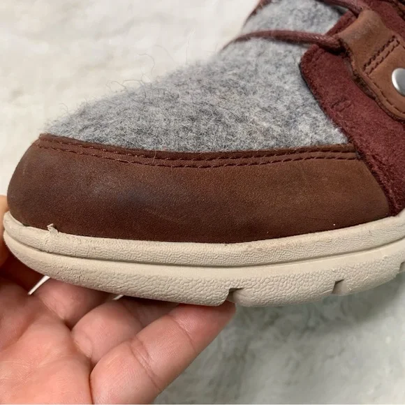 Sorel Women's Red Grey Explorer Joan Redwood Felt Waterproof Winter Boot Size 7 - Picture 5 of 13